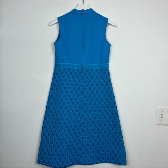 Vintage Blue Geometric Print Dress and Jacket Belfry By Gerald Pierce - Picture 4 of 16